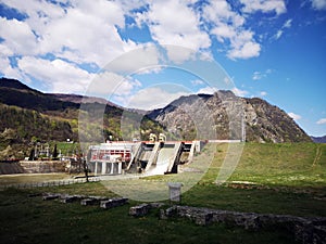 Olt River in Carpathian Mountains, Romania at Turnu Dam