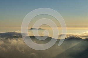 Olta mountain landscape above the clouds, Serra Gelada in Benidorm