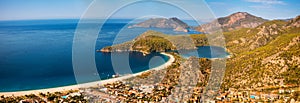 Oludeniz lagoon in sea landscape view of beach