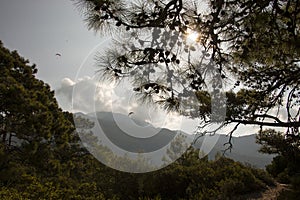 OLUDENIZ TURKEY. View of Babadag Mountain from the lake of the Blue Lagoon