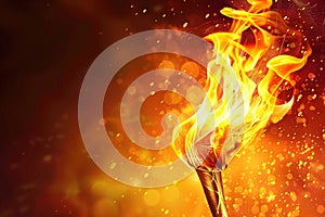 Olyimpic fire torch burning. Generative Ai