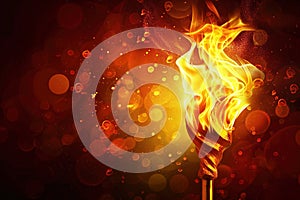 Olyimpic fire torch burning. Generative Ai