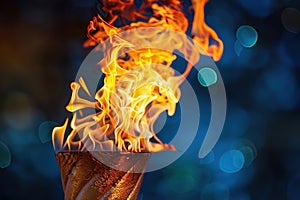 Olyimpic fire torch burning. Generative Ai