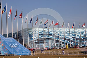 Olymic fire and flags