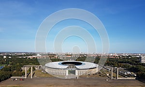 Olympia Stadion Blick auf Berliner Innenstadt