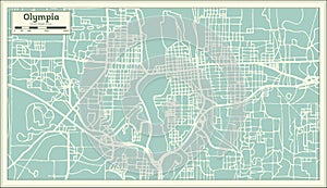 Olympia Washington USA City Map in Retro Style. Outline Map.