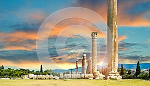 Olympian Zeus columns ruins in Athens Greece