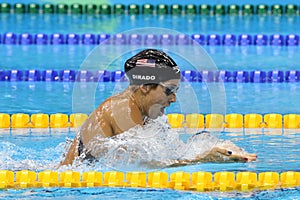Olympic champion Madeline Dirado of United States swims the Women`s 200m Individual Medley Heat 3 of Rio 2016 Olympic Games