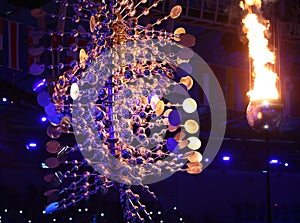 The Olympic flame burns in the Maracana Olympic stadium during the opening ceremony of Rio 2016 Summer Olympic Games