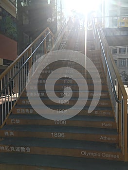 Olympic Footbridge in Causeway Bay, Hong Kong