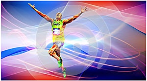 Olympic games, Tokyo 2020. 2021 Runner. vector illustration in triangles runner. Sport ruuner of triangle . Vector. winner. Runner