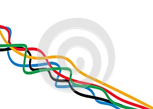 Olympic games vector background. Abstract curly line with olympics color isolated on white