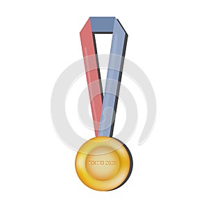 Olympic gold medal, conceptual gold medal for first place, winner.