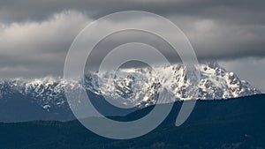 Olympic Mountains as seen from Hood Canal Washington state USA