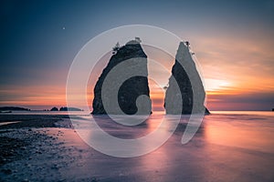 Olympic National Park - coast feature at dusk