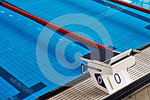 Olympic swimming pool detail, starting place