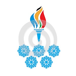 Olympic symbols torch and rings vtctor