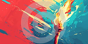 Olympic torch with a flame in hand created with Generative AI technology