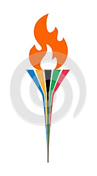 Olympic torch with flame, isolated on transparent background. The symbol of the Olympic Games. Flat design. Vector