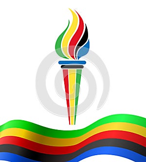 Olympic torch symbol with flag