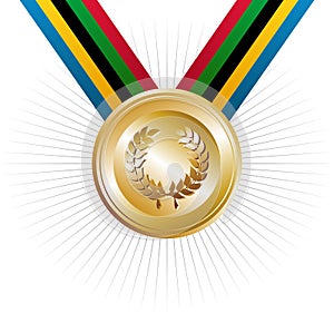 Olympics games gold medal with laurel wreath