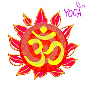 Om or Aum Indian sacred sound. The symbol of the divine triad of Brahma, Vishnu and Shiva. The sign of the ancient mantra