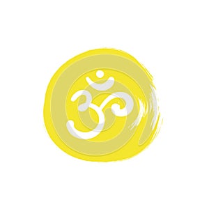 Om,Aum,sacred sound,primordial mantra,word of power,pictogram symbol of divine triad of Brahma, Vishnu and Shiva.Hand-drawn sign