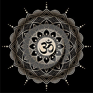 Om or Aum in Sanskrit in the Hindu and Vedic tradition - a sacred sound, the original mantra