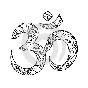 Om, or Aum sign ornated in henna tatoo mehendi style