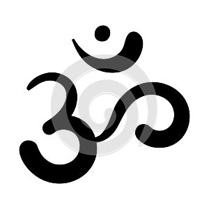 Om,Aum,symbol of divine Trimurti of Brahma, Vishnu and Shiva.Sacred sound,primordial mantra,word of power,pictogram.Hand-drawn