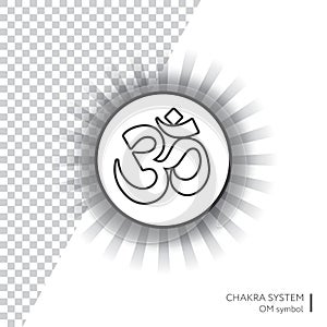 OM - ayurveda, spirituality, yoga symbol. Editable illustration, transparent circle around.