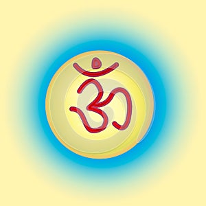 Om and blue gradiant background photo