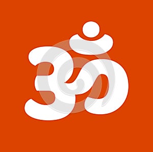 OM sign isolated on orange background. Om sign vector