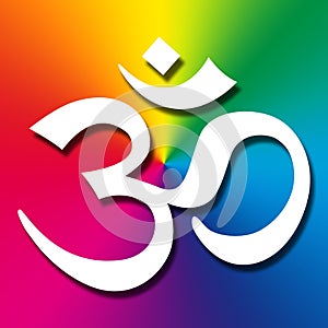 Om sign on rainbow color background