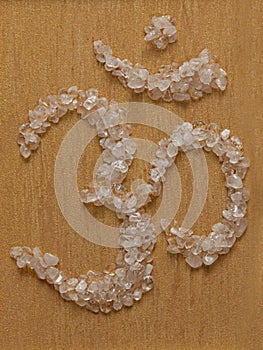Om Spiritual Symbol from quart crystals photo