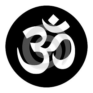 Om symbol icon in a black circle