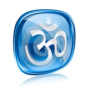 Om Symbol icon blue glass