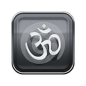 Om Symbol icon glossy grey.