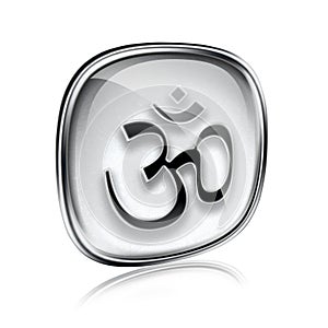 Om Symbol icon grey glass.