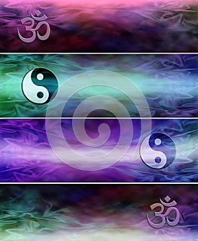 4 Om Yin Yang Symbol holistic website banners