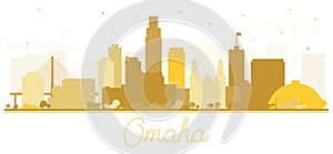Omaha Nebraska City Skyline Silhouette with Golden Buildings Isolated on White