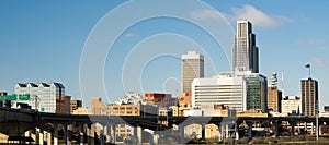 Omaha Nebraska Downtown City Skyline Highway Overpass photo