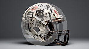 Avant-garde Ceramic Football Helmet With Basquiat-inspired Graffiti photo