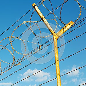 in oman barbwire in the background and cloudy sky