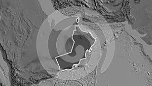 Oman border shape overlay. Glowed. Bilevel.