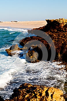 in oman coastline sea ocean gulf rock and beach relax near sky