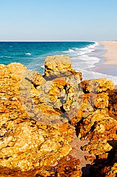 in oman coastline sea ocean gulf rock and beach relax near sky