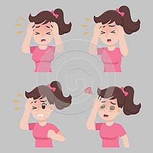 Oman with different diseases symptoms - Headache, fever, dizziness