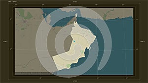 Oman highlighted - composition. Topo Humanitarian