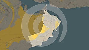 Oman highlighted. Topo French